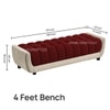 Resco Velvet 2 Seater 4 Feet Ottoman Bench in Maroon & Cream  Color