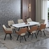 Aeris Ceramic 6 to 8 Seater Extendable Dining Table With Set of 3 Casey Dining Chair