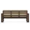 Moreno 3 Seater Solid Wood Sofa in Danish Walnut Finish and Almond Beige Fabric