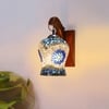 Devansh Solid Wood Electric Wall Light in Brown Colour with White Shade Count of 1 Light