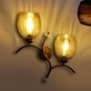 Devansh Metal Electric Wall Light in Gold Colour with Lavender Shade Count of 2 Lights