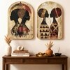 African Lady Tribal Women Wall Art Painting Set of 2 Gold Frame 16 x 24 Inch