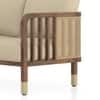 Taran 3 Seater Teak Wood Sofa in Almond Beige Fabric in Sienna Teak finish