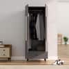 Hexa Red Wooden 2 Door Wardrobe with Drawer and Hanging Space in Slate Grey Colour
