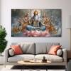 The Castle Decor Goddess Laxmi Wall Painting Wooden Framed 27x48 Inch (Style 12)