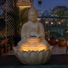 Off White Fiber Glass Lotus Buddha Indoor Water Fountain