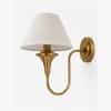 Devansh Metal Electric Wall Light in Antique Gold Colour with White Shade Count of 2 Lights