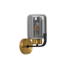 Isabella Single Light Wall Fitting In Black And Brass Finish Metal With Smoke Glass