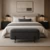 Doe Buck Luxury Boucle Storage Bench in Grey Colour with Black Metal Legs