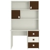 Flora Study Desk cum Bookshelf with Shuttered Cabinets Open Shelves and Drawers in Coffee Walnut Colour