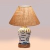 Devansh Conical Beige Jute Shade Lamp With Wood & Mosaic Glass Base For Decoration/Office/Home/Gifting/Study For Decoration/Office/Home/Gifting/Study -(10X10X14.5) Inches -A
