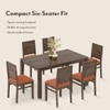 Atlas Solid Wood 6 Seater Compact Dining Table With 6 Atlas Dining Chairs (Finish : Danish Walnut, Chair Colour : Burnt Orange)