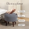 Quad Jacquard Wooden Ottoman in Blue Color