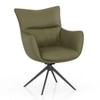 Aero Solid Wood 6 Seater Dining Table With 6  Beck Dining Chairs (Finish : Danish Walnut, Chair Colour : Olive Leatherette)