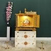 D'Dass Multi Color Mdf and Sheesham Wooden Temple With Cabinet For Pooja