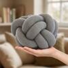 Nodo Cotton Knitted Decorative Grey Knot Pillow 11 x 11 Inches