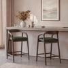 Zen Solid Wood Bar Stool (Danish Walnut Finish, Olive Leatherette Colour)