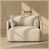 Cozychic Wood 1 Seater With Upholstery Non Storage Sofa In Grey Colour
