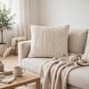 Kennedy Ivory Cotton Knitted Decorative Cushion Cover 16 x 16 Inches