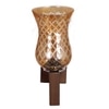 Devansh Solid Wood Electric Wall Light in Brown Colour with Lavender Shade Count of 1 Light