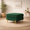 Doe Buck Luxe Boucle Square Ottoman in Green Colour with Gold Metal Legs