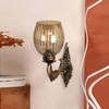 Devansh Metal Electric Wall Light in Antique gold Colour with Lavender Shade Count of 1 Light