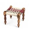 Hamilton Sheesham Wood Vintage 3 Seater Maachi Balcony Bench with 2 Stools in Multi Colour and White