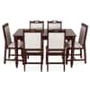 Globally Indian Compact Wooden 6 Seater Dining Table Set – Comfortable 6 Upholstered Seat and Back in Beige Sapphire