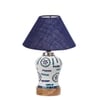 Devansh Conical Blue Jute Shade Lamp With Wood & Mosaic Glass Base For Decoration/Office/Home/Gifting/Study For Decoration/Office/Home/Gifting/Study -(10X10X14.5) Inches -A