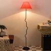 Clementine Orange Fabric Floor Lamp with Black Iron Base