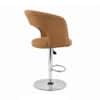 Doe Buck Adjustable Upholstered Bar Stool in Brown Colour with Chrome Base