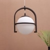 Eliante Hanging Light, White Glass Shade, Mild Steel And Wood, 1 Bulb - Modern Ceiling Pendant Lamp