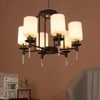 Eliante 6-Light White Chandelier, Mild Steel Frame With Glass Shades, Modern Ceiling Light Fixture