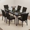 Wesley 6 Seater Dining Table With 6 Dalla Chairs (Chair Colour- Grey , Finish- Dark Walnut)