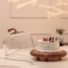 Ireka Homes Dessert Deck Acacia Wood Cake Stand with Glass Dome