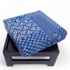Kumkum Rosewood Foot Stool with Indigo Patch Kantha Cushion