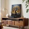 The Castle Decor Golden Wish Tree Wall Painting Framed Artwork 20x30 Inch