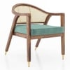 Hayworth Lounge Chair in Teak Finish and Dusty Turquoise Velvet Colour