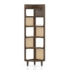 Brisa Solid Wood and Cane Corner Bookshelf In Danish Walnut Finish