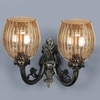 Devansh Metal Electric Wall Light in Antique gold Colour with Lavender Shade Count of 2 Lights