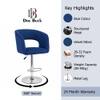 Doe Buck Adjustable Upholstered Bar Stool in Blue Colour with Chrome Base