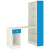 Austin Study Desk with Drawer and Built In Bookshelf in Azure Blue Colour