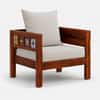 Rangrez Solid Wood 1 Seater Sofa in Honey Oak Finish