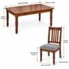 Globally Indian Maelle Solid Sheesham Wood 6 Seater Dining Table Set 6 Chairs Terracotta Orange