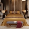 Stoa Paris Satin Bedsheet for Super King Bed (274 cm x 274 cm) with 2 Pillow Covers heet for Grandeur of the Sun Gold