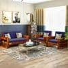 Maruti 2+1+1 Seater Wooden Sofa (BLUE Colour, Honey Finish)