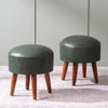 Brick Forest Green Faux Leather Ottoman Set Of 2