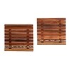 Coaster Wooden Handcrafted with Flower Motif (Set of 2) (6.5x6")