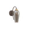 Kania Single Light Wall Fitting In Brass, Wood Finish Metal With Smoke Glass
