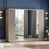 Valeria 6 Door Mirrored Wardrobe in Dual Tone Finish